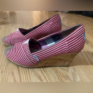 Toms Wedge - Red&White - sz 8.5